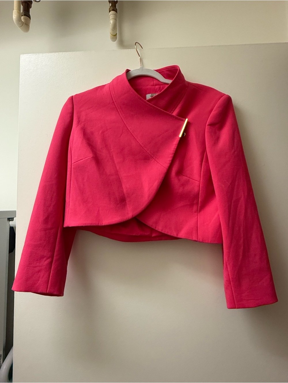 Tahari Cropped Asymmetric Hot Pink Blazer